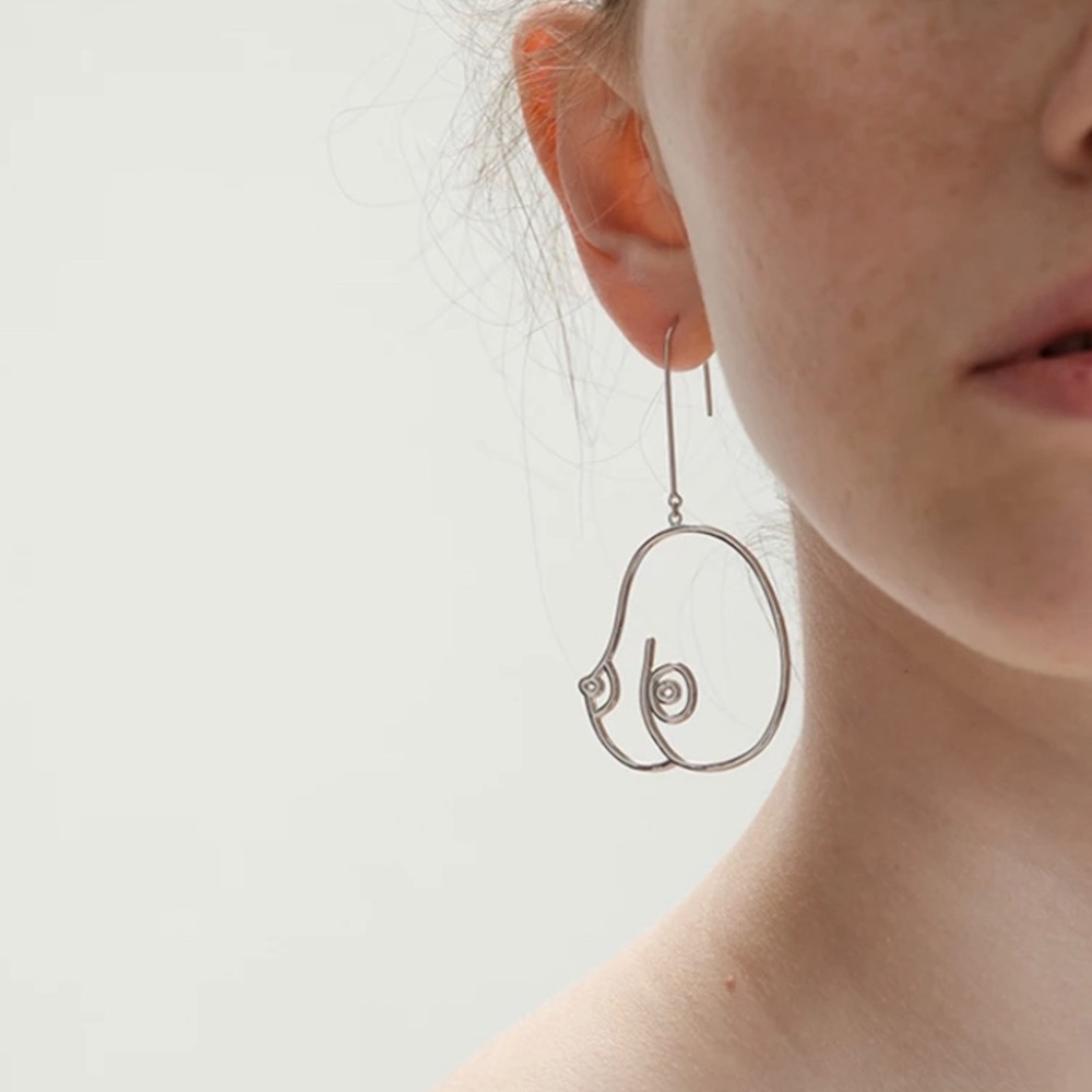 Abstract female breast earring New